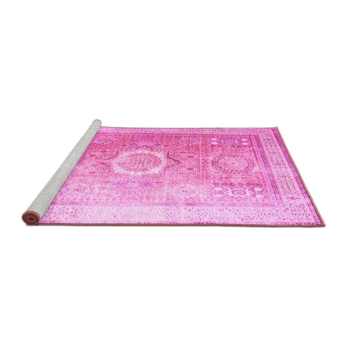 Sideview of Machine Washable Persian Pink Traditional Rug, wshtr328pnk