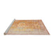 Sideview of Machine Washable Traditional Orange Rug, wshtr329