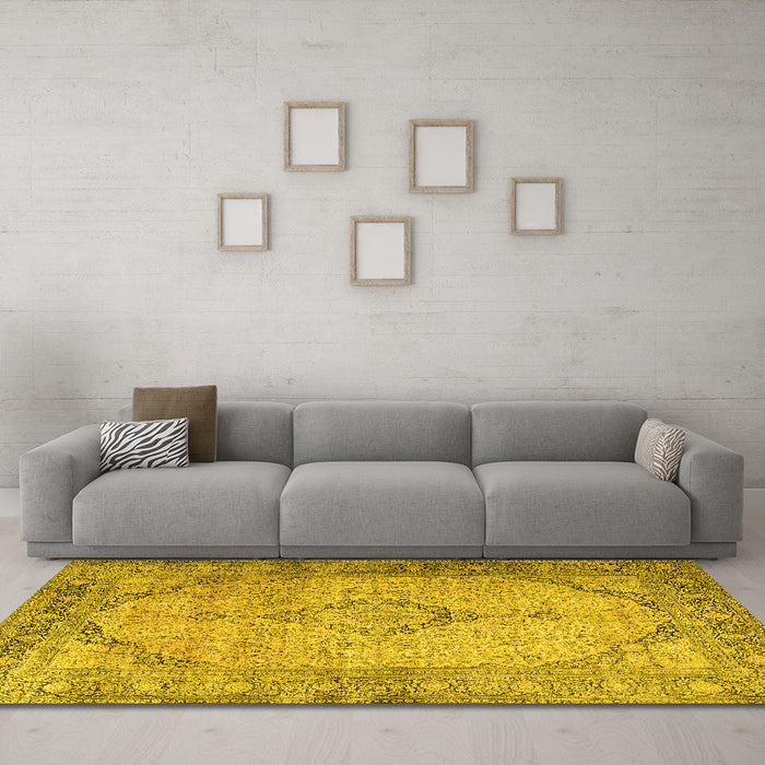 Machine Washable Persian Yellow Traditional Rug in a Living Room, wshtr3290yw
