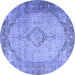 Round Persian Blue Traditional Rug, tr3290blu