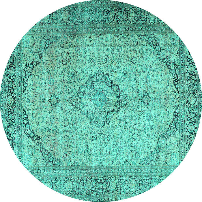 Round Persian Turquoise Traditional Rug, tr3290turq