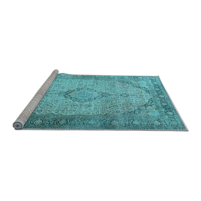 Sideview of Machine Washable Persian Light Blue Traditional Rug, wshtr3290lblu