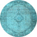 Round Persian Light Blue Traditional Rug, tr3290lblu