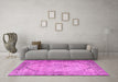 Machine Washable Persian Pink Traditional Rug in a Living Room, wshtr3290pnk