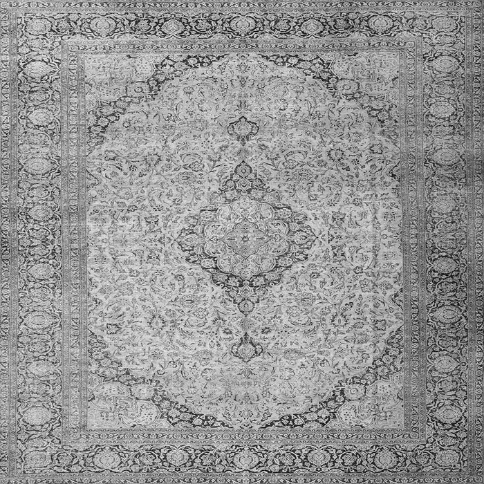 Round Machine Washable Persian Gray Traditional Rug, wshtr3290gry