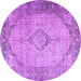 Round Persian Purple Traditional Rug, tr3290pur