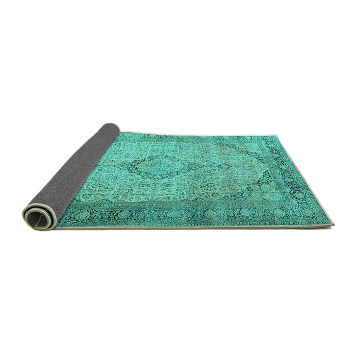 Sideview of Persian Turquoise Traditional Rug, tr3290turq