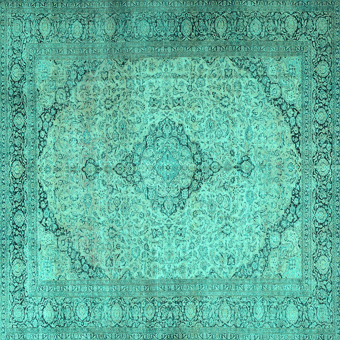 Square Machine Washable Persian Turquoise Traditional Area Rugs, wshtr3290turq