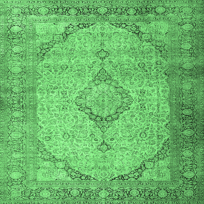 Square Persian Emerald Green Traditional Rug, tr3290emgrn