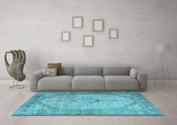 Machine Washable Persian Light Blue Traditional Rug in a Living Room, wshtr3290lblu