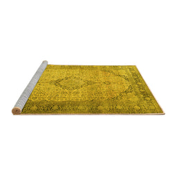 Sideview of Machine Washable Persian Yellow Traditional Rug, wshtr3290yw