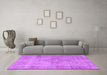 Machine Washable Persian Purple Traditional Area Rugs in a Living Room, wshtr3291pur