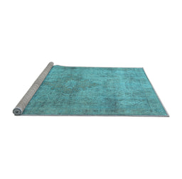 Sideview of Machine Washable Persian Light Blue Traditional Rug, wshtr3291lblu