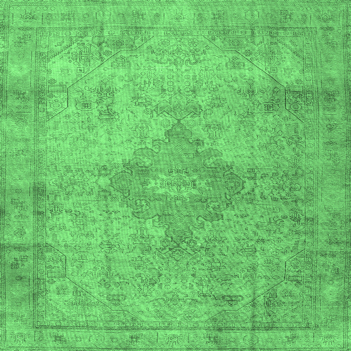 Square Persian Emerald Green Traditional Rug, tr3291emgrn