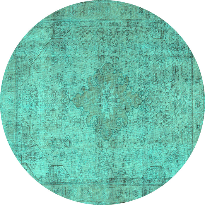 Round Persian Turquoise Traditional Rug, tr3291turq
