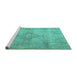 Sideview of Machine Washable Persian Turquoise Traditional Area Rugs, wshtr3291turq