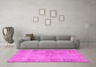 Machine Washable Persian Pink Traditional Rug in a Living Room, wshtr3291pnk