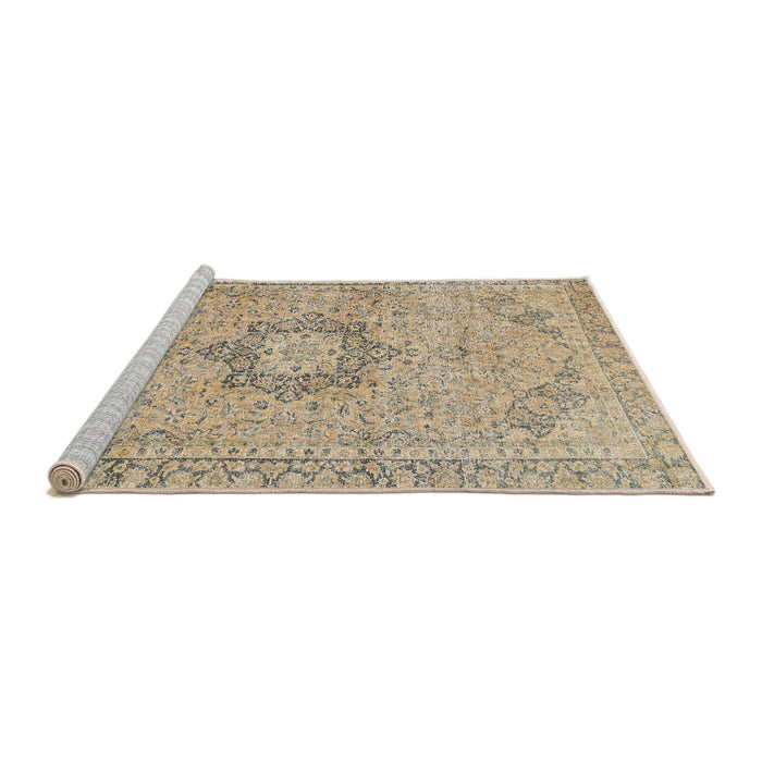 Sideview of Machine Washable Traditional Dark Almond Brown Rug, wshtr3292