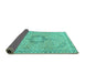 Sideview of Persian Turquoise Traditional Rug, tr3292turq