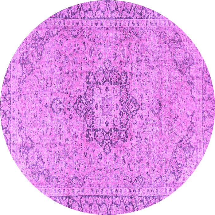 Round Machine Washable Persian Purple Traditional Area Rugs, wshtr3292pur