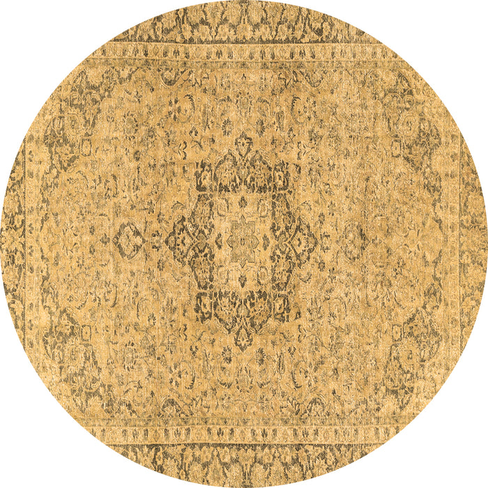 Round Persian Brown Traditional Rug, tr3292brn