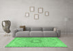 Machine Washable Persian Emerald Green Traditional Area Rugs in a Living Room,, wshtr3292emgrn