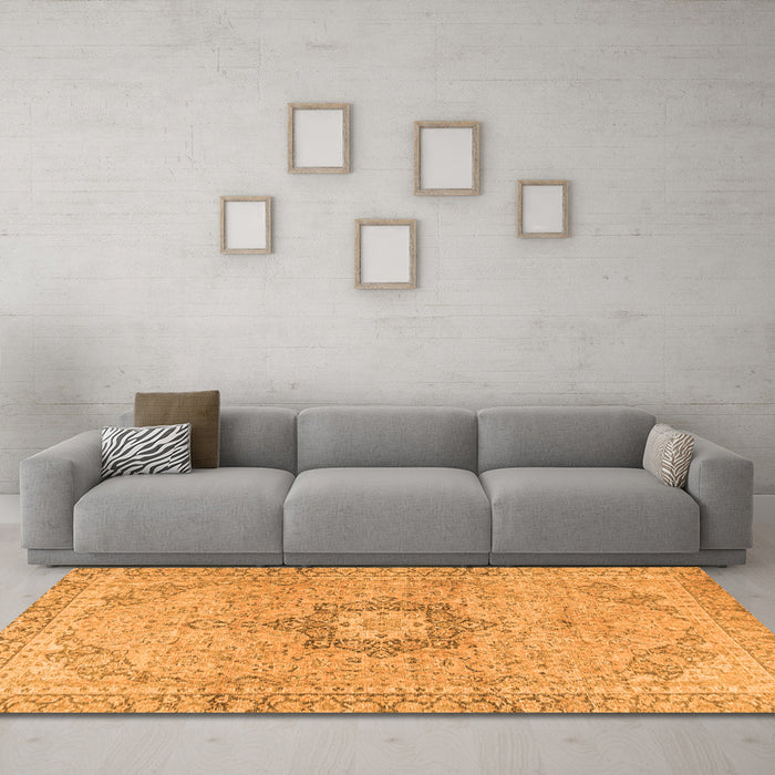 Machine Washable Persian Orange Traditional Area Rugs in a Living Room, wshtr3292org