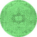 Round Persian Emerald Green Traditional Rug, tr3292emgrn