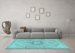 Machine Washable Persian Light Blue Traditional Rug in a Living Room, wshtr3292lblu