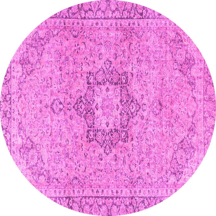Round Machine Washable Persian Pink Traditional Rug, wshtr3292pnk