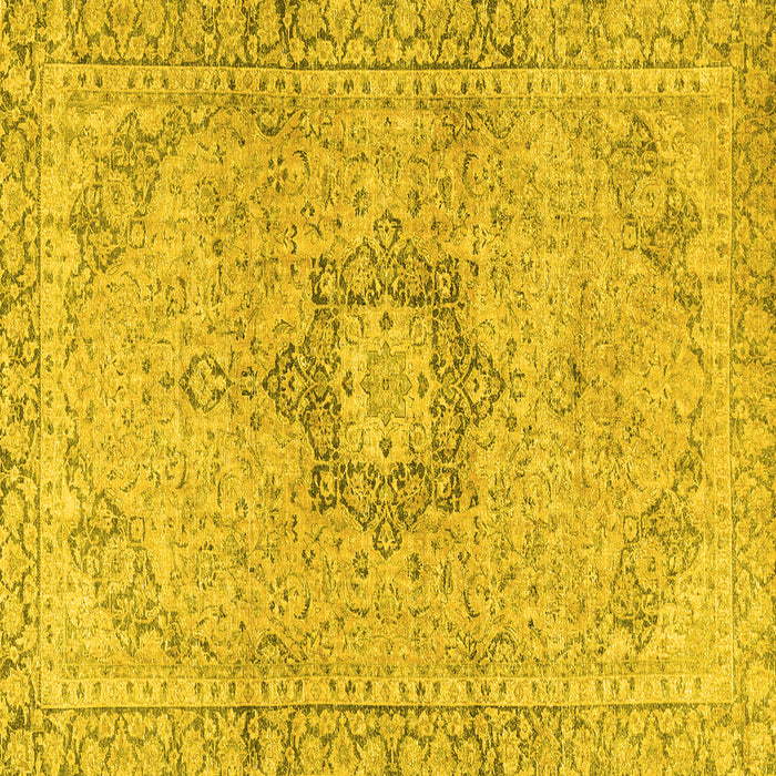 Square Machine Washable Persian Yellow Traditional Rug, wshtr3292yw