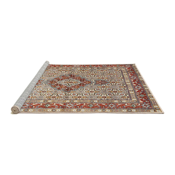 Sideview of Machine Washable Traditional Brown Rug, wshtr3293