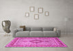 Machine Washable Persian Pink Traditional Rug in a Living Room, wshtr3293pnk