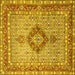 Square Machine Washable Persian Yellow Traditional Rug, wshtr3293yw