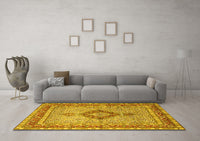 Machine Washable Persian Yellow Traditional Rug, wshtr3293yw