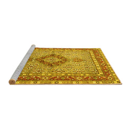 Sideview of Machine Washable Persian Yellow Traditional Rug, wshtr3293yw