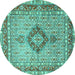 Round Persian Turquoise Traditional Rug, tr3293turq