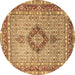 Round Machine Washable Persian Brown Traditional Rug, wshtr3293brn