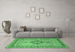 Machine Washable Persian Emerald Green Traditional Area Rugs in a Living Room,, wshtr3293emgrn