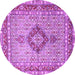 Round Machine Washable Persian Purple Traditional Area Rugs, wshtr3293pur