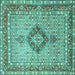 Square Machine Washable Persian Turquoise Traditional Area Rugs, wshtr3293turq