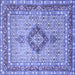 Square Machine Washable Persian Blue Traditional Rug, wshtr3293blu