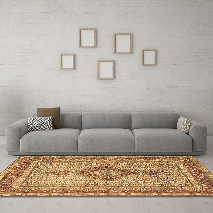 Machine Washable Persian Brown Traditional Rug in a Living Room,, wshtr3293brn