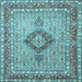 Square Machine Washable Persian Light Blue Traditional Rug, wshtr3293lblu