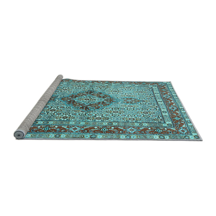 Sideview of Machine Washable Persian Light Blue Traditional Rug, wshtr3293lblu