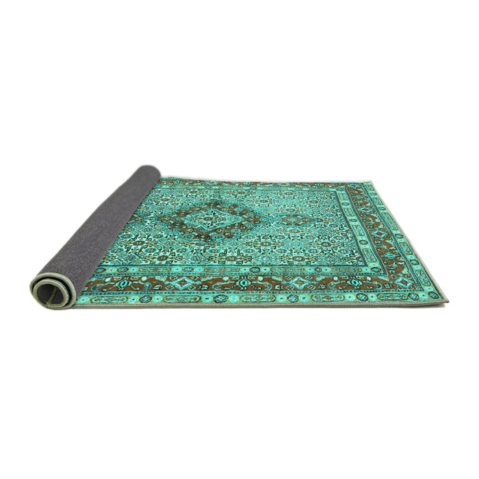 Sideview of Persian Turquoise Traditional Rug, tr3293turq