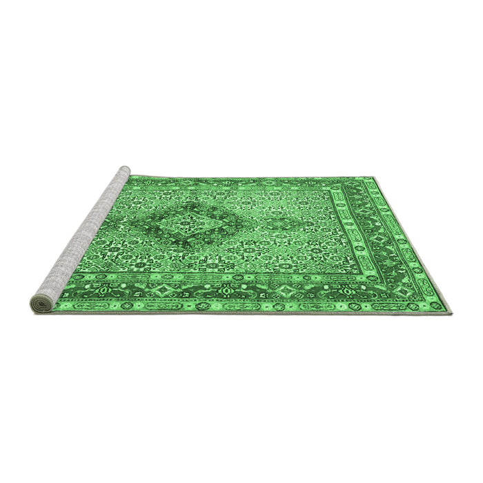 Sideview of Machine Washable Persian Emerald Green Traditional Area Rugs, wshtr3293emgrn