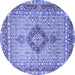 Round Machine Washable Persian Blue Traditional Rug, wshtr3293blu