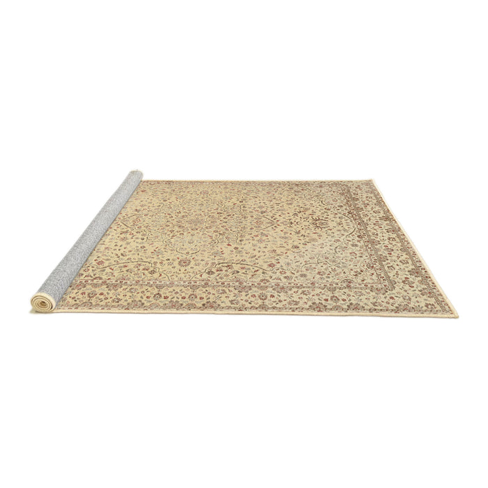 Sideview of Machine Washable Traditional Sandy Brown Rug, wshtr3294