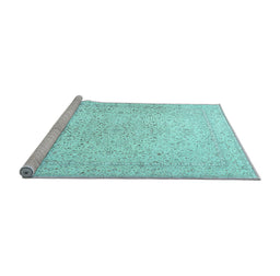 Sideview of Machine Washable Persian Light Blue Traditional Rug, wshtr3294lblu